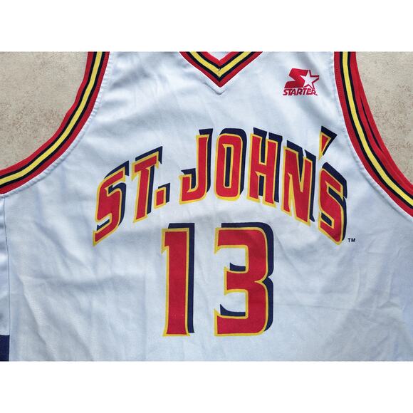 Felipe LOPEZ St John's Red Storm 90s STARTER jersey L white NCAA basketball vtg - Picture 6 of 11